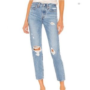 Levi’s Wedgie Straight Leg Jeans Button Fly Distressed, Authentically Yours Blue